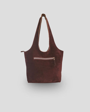 Premium Bali suede leather shoulder bag handcrafted by Indonesian artisans - Ani luxurious suede design