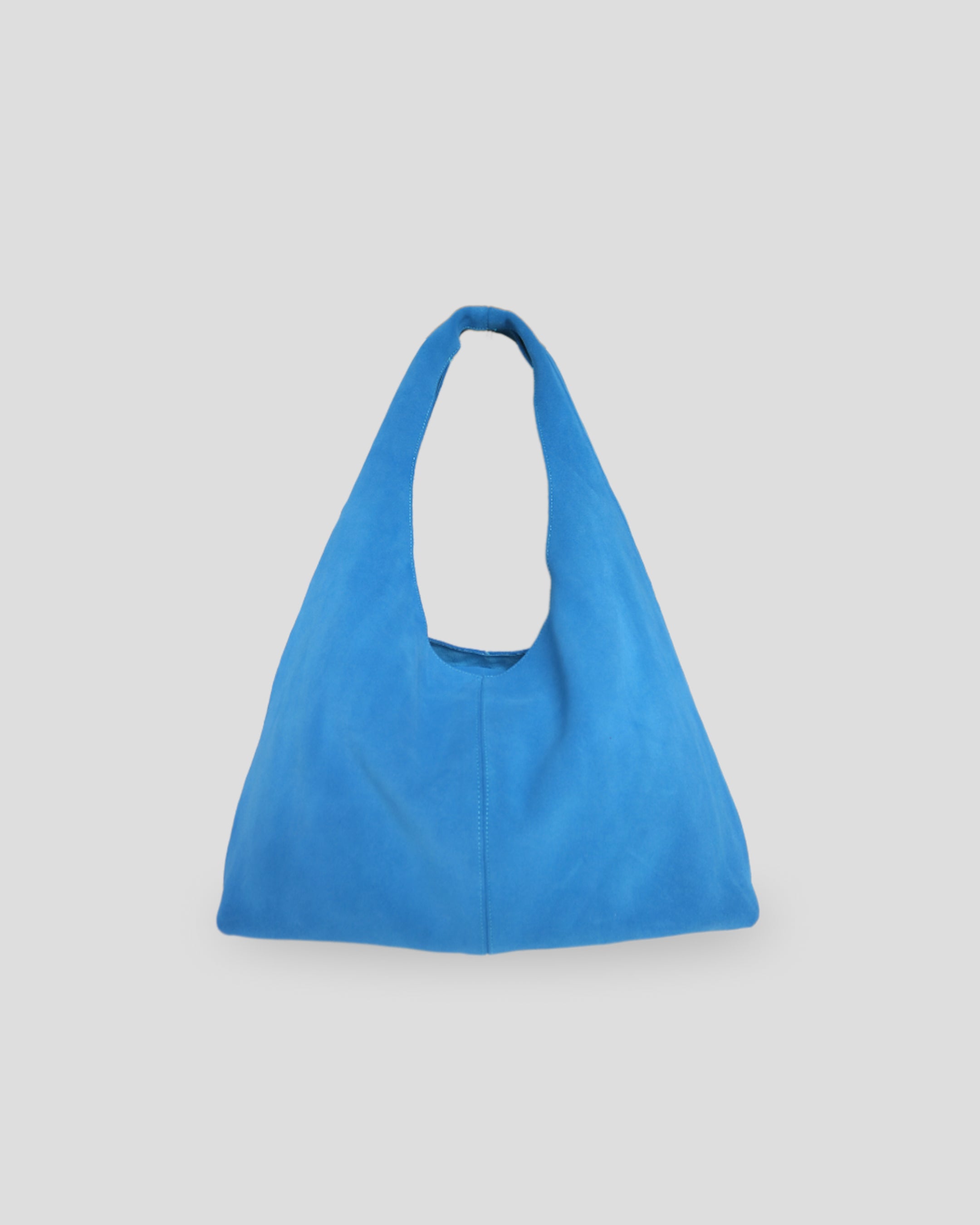 Big Vetta blue suede shoulder bag made from genuine Indonesian suede leather