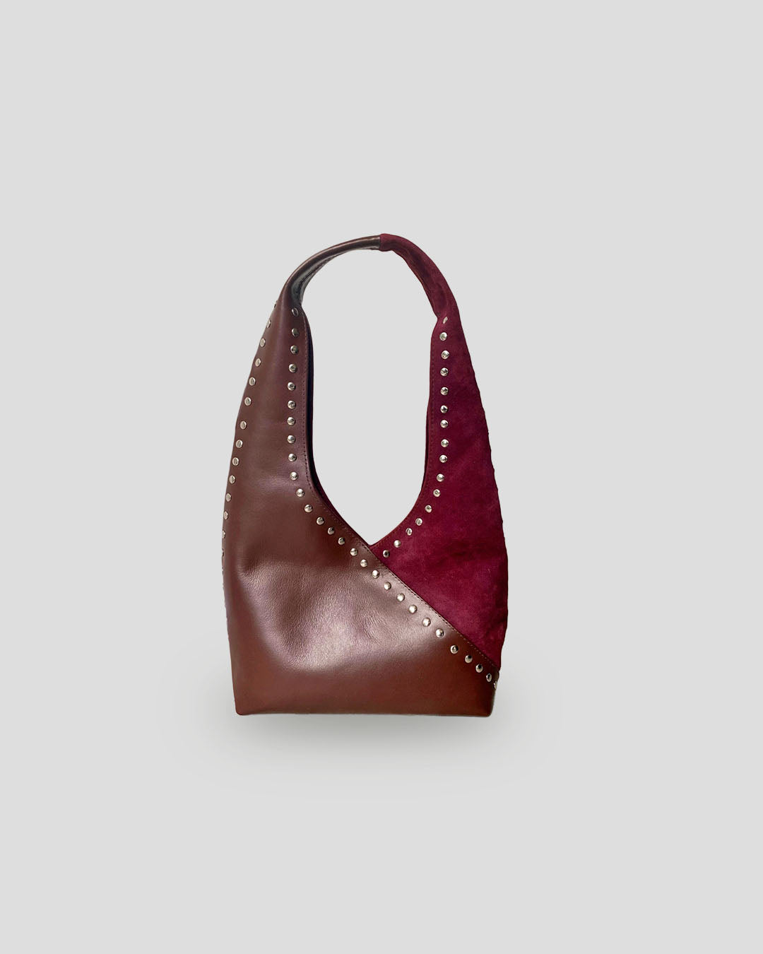maroon mariposa suede bag from indonesia