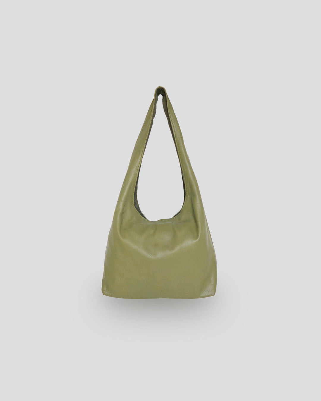 Small Mona minimalist genuine leather shoulder bag with zipper closure