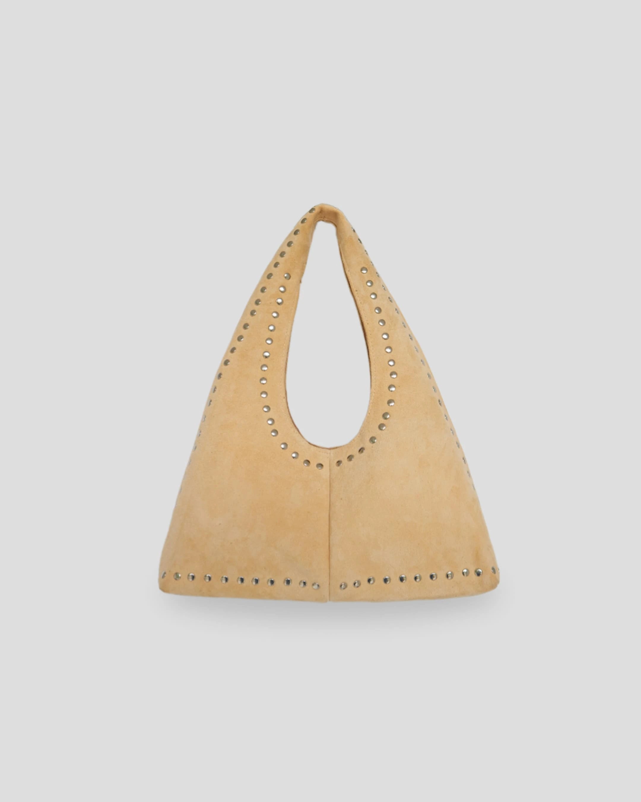 Navya caramel beige suede shoulder bag for women Australia metallic accents premium