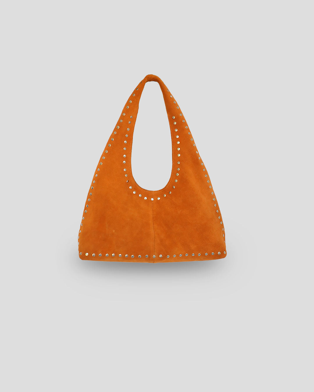 Navya vibrant yellow suede shoulder bag with edgy metallic stud detailing