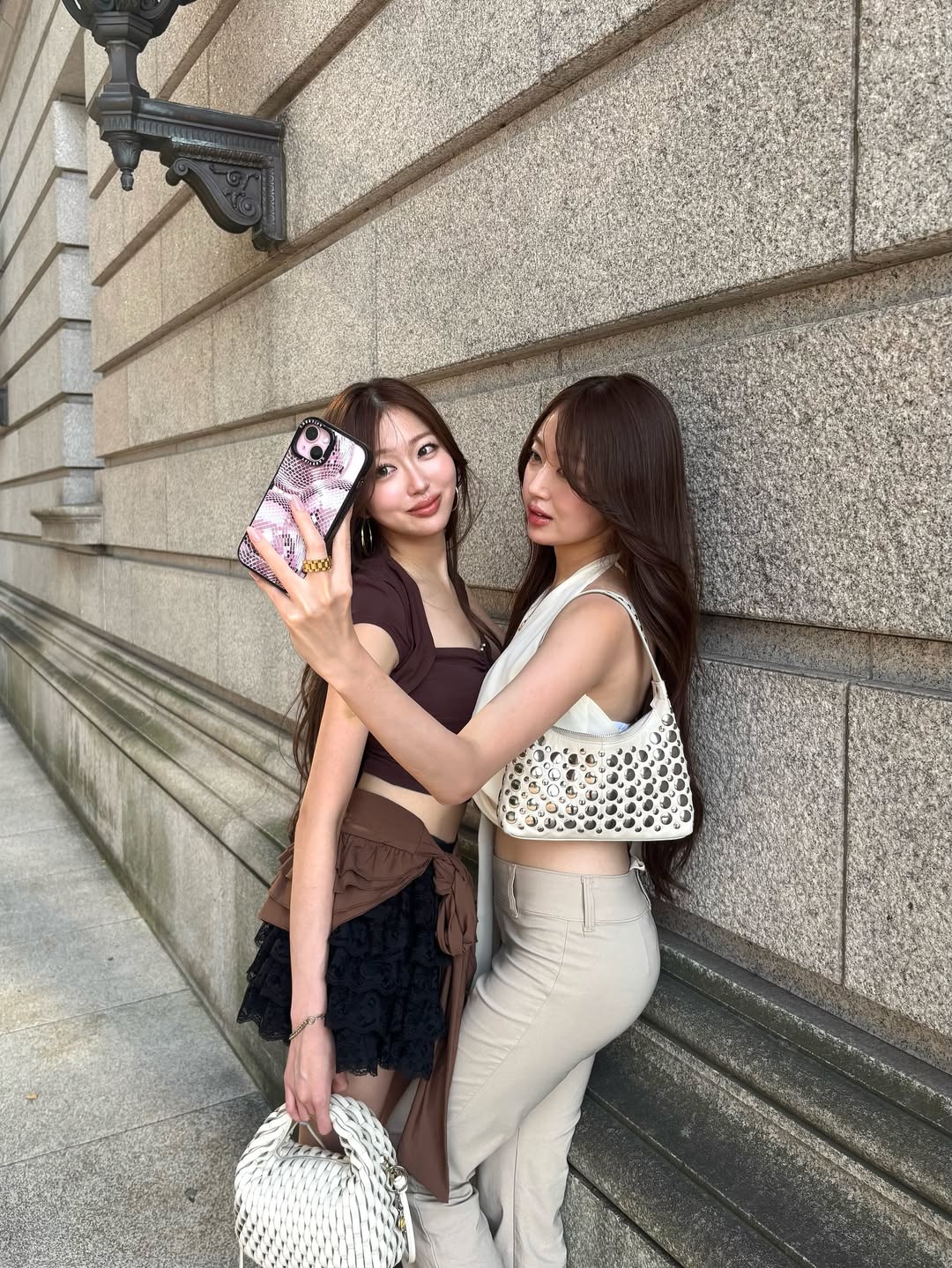 hannahmina wearing bali handcrafted leather handbag 